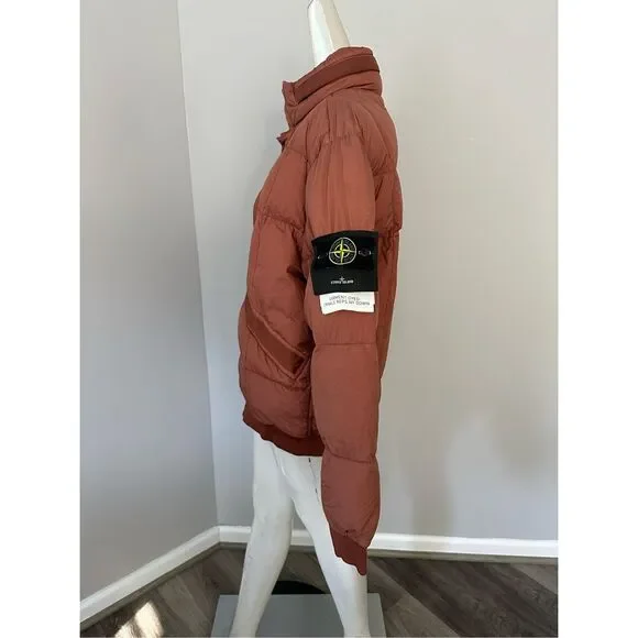 NWT Stone Island Mens Down Packable Hood Compass Badge Puffer Jacket Rust Large - Picture 5 of 10